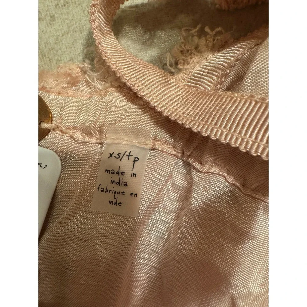 Free People FP One XS Pink Eyelet Lace‎ Wide Leg Jumpsuit Boho Festival